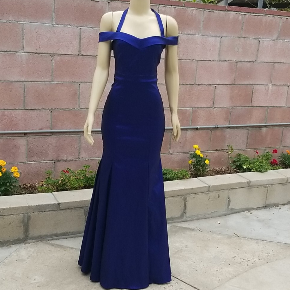 Dark blue satin dress, Gorgeous,  stretch